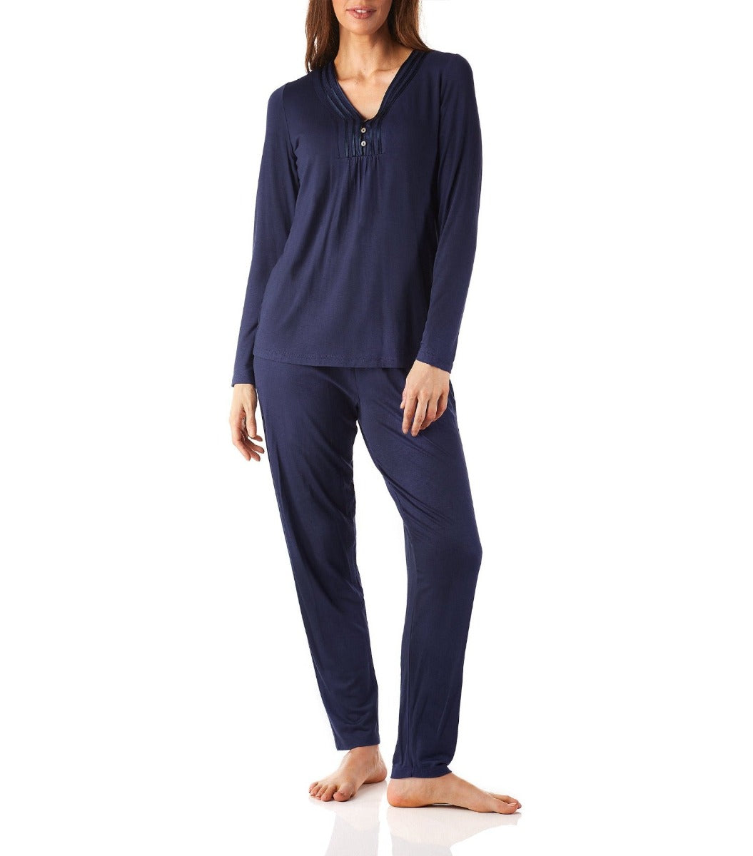 Women's Camilla Bamboo Elastane Henley Pyjama Tee | Magnolia Lounge Australia