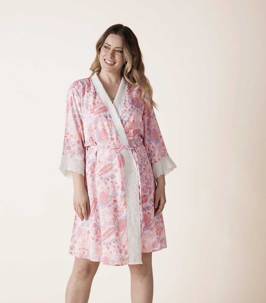 Carli Floral Women's Viscose Summer Dressing Gown | Magnolia Lounge ...