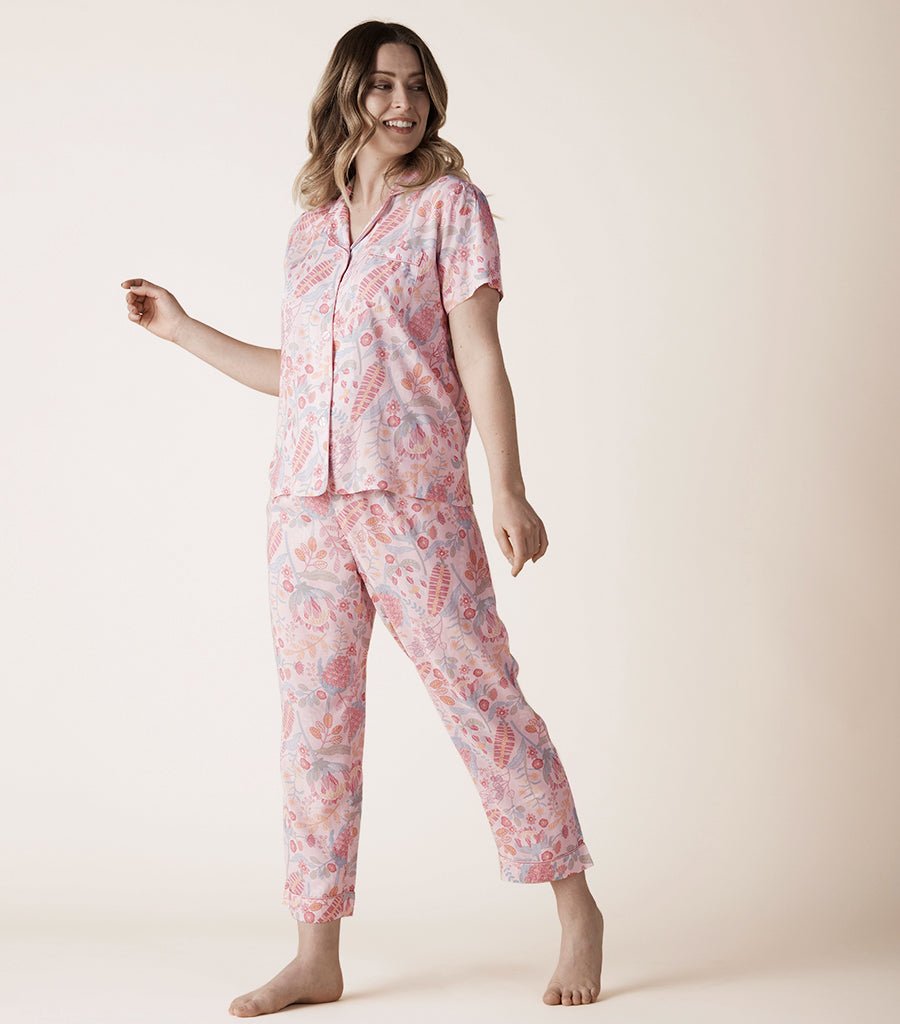 Carli Floral Pyjama Set with 7/8 pant Magnolia Lounge