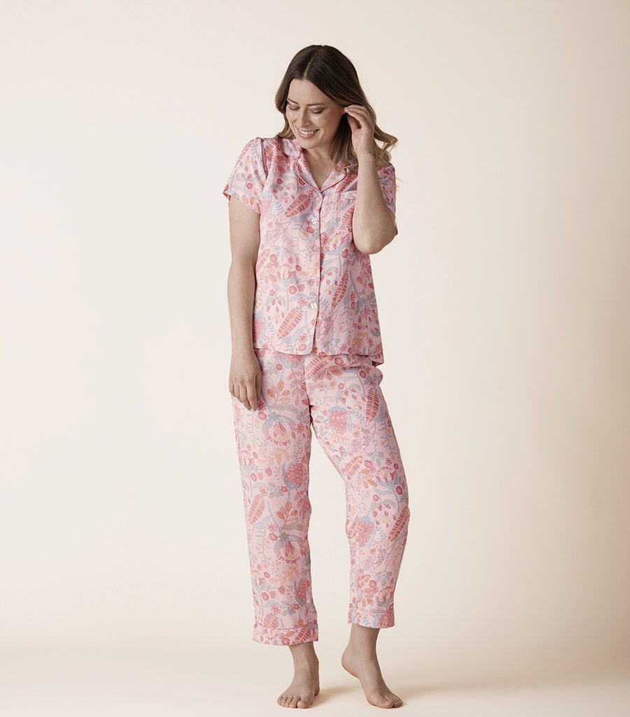 Carli Floral Pyjama Set with 7/8 pant Magnolia Lounge