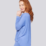 Cornflower Sky Bamboo Elastane Long Sleeve Batwing Sleeve Top Magnolia Lounge