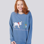 Denim Blue Ultra Soft Pure Cotton Fleece Sweater - Alice in Wonderland Young Spirit