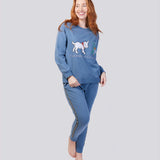 Denim Blue Ultra Soft Pure Cotton Fleece Sweater - Alice in Wonderland Young Spirit