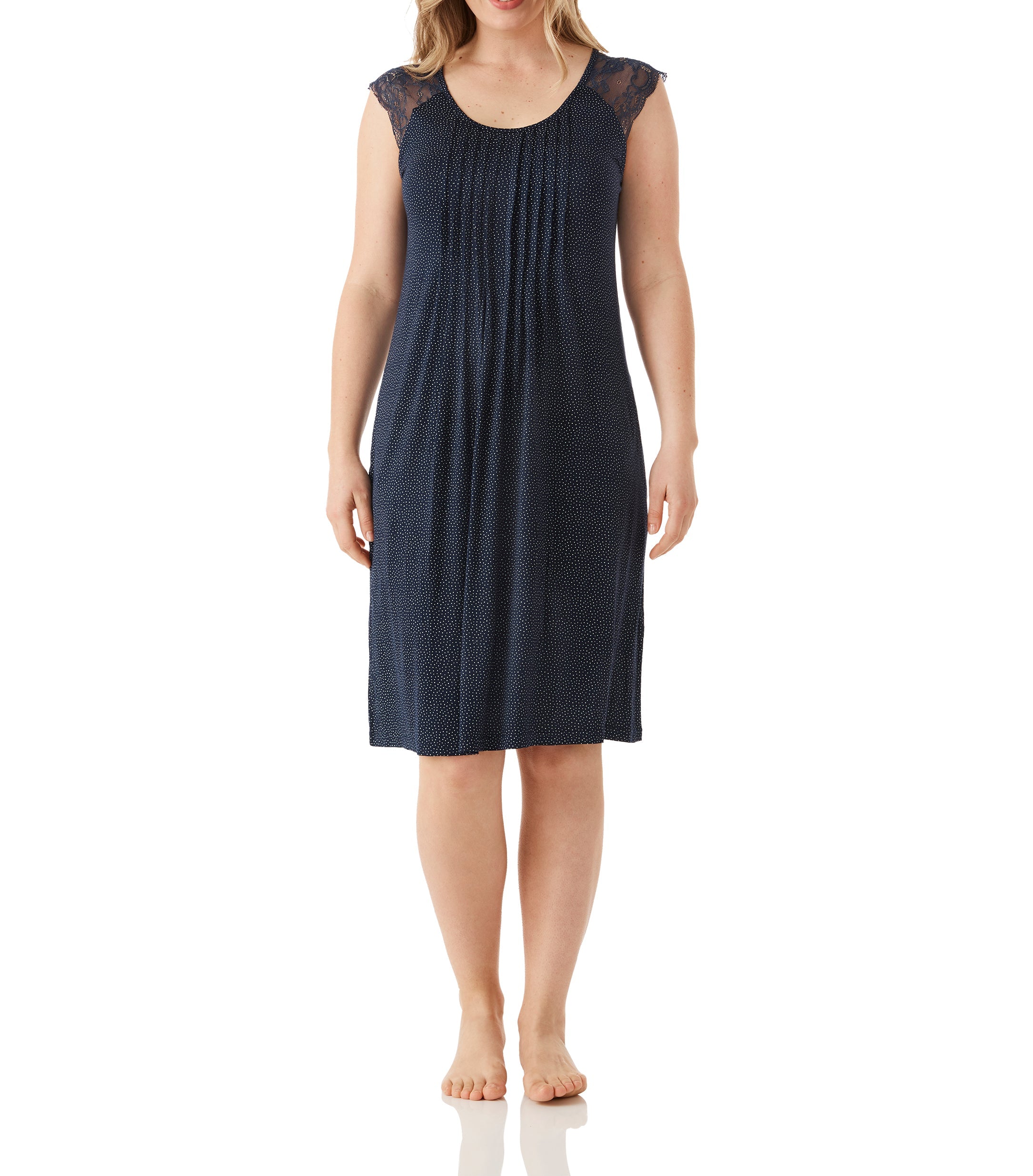 Dreamtime Spot Lace Trim Nightie Magnolia Lounge