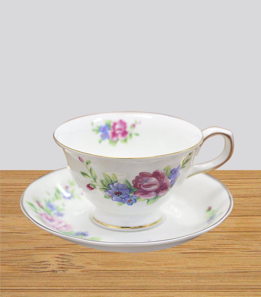 Fine Bone China Floral Teacup & Saucer Set Magnolia Lounge