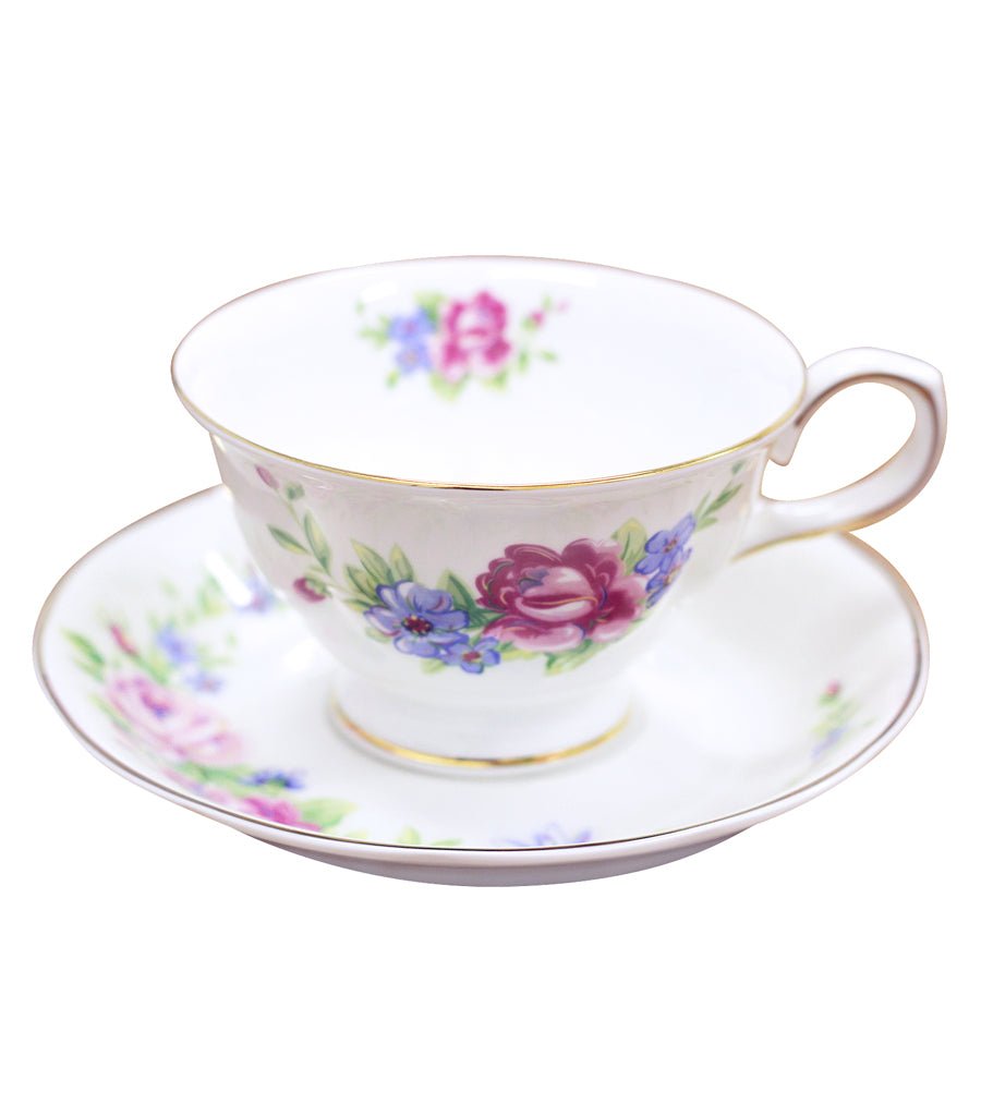 Fine Bone China Floral Teacup & Saucer Set ( 4 Sets ) Magnolia Lounge