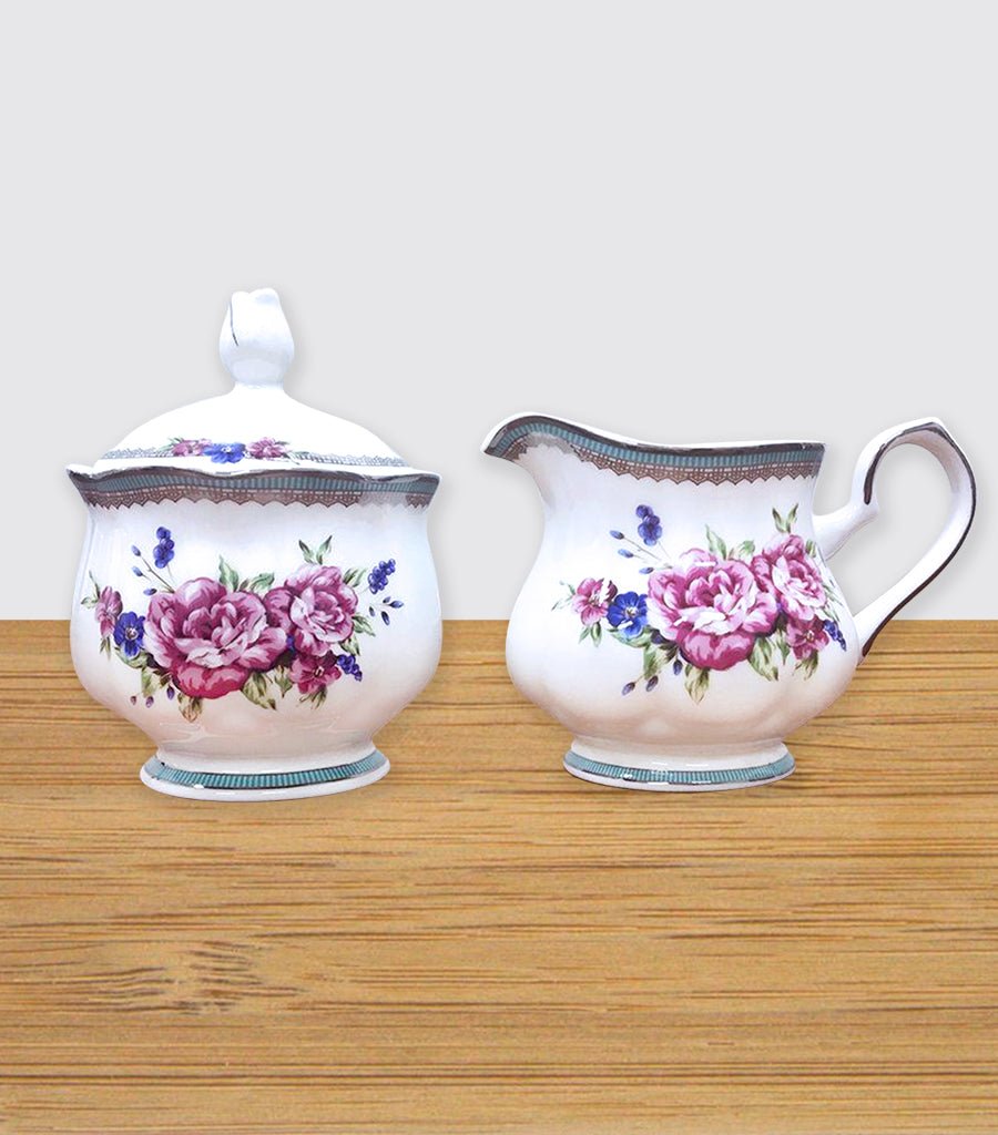 Fine Bone China Rose Creamer & Sugar Jar Set Magnolia Lounge