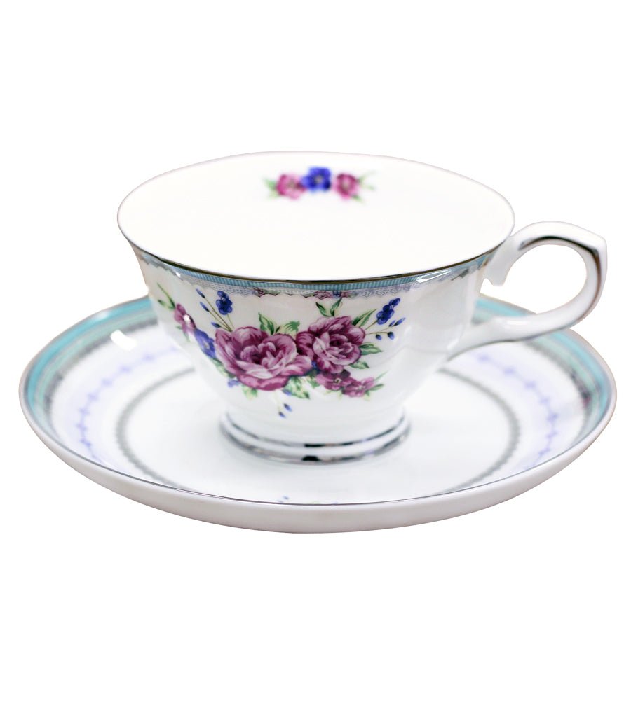 Fine Bone China Rose Teacup & Saucer Set ( 4 Sets ) Magnolia Lounge