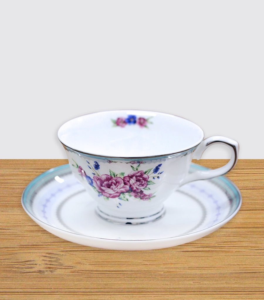 Fine Bone China Rose Teacup & Saucer Set Magnolia Lounge