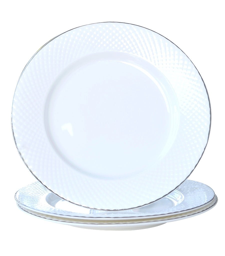 Fine Bone China White Diamond Dessert Plates (Set of 4) The Iris Emporium