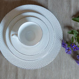 Fine Bone China White Diamond Dessert Plates (Set of 4) The Iris Emporium