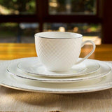 Fine Bone China White Diamond Dessert Plates (Set of 4) The Iris Emporium