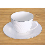 Fine Bone China White Diamond Embossed Cup and Saucer The Iris Emporium