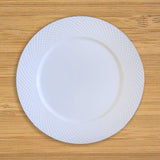 Fine Bone China White Diamond Embossed Dinner Plates 10.8” (Set of 2) The Iris Emporium