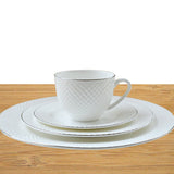 Fine Bone China White Diamond Embossed Dinner Plates 10.8” (Set of 2) The Iris Emporium