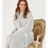 Grey Marle Button Through Dressing Gown Magnolia Lounge