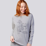 Grey Marle Ultra Soft Cotton Raglan sleeve Tee - Alice In Wonderland Cheshire Cat Young Spirit