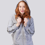 Grey Marle Ultra Soft Pure Cotton Fleece Hoodie Jacket - Alice In Wonderland Young Spirit