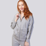Grey Marle Ultra Soft Pure Cotton Fleece Hoodie Jacket - Alice In Wonderland Young Spirit