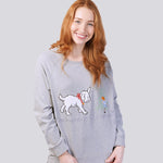 Grey Marle Ultra Soft Pure Cotton Fleece Sweater - Alice in Wonderland Young Spirit