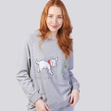 Grey Marle Ultra Soft Pure Cotton Fleece Sweater - Alice in Wonderland Young Spirit