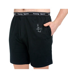 Mens Black Classic Cotton Jersey Shorts Young Spirit