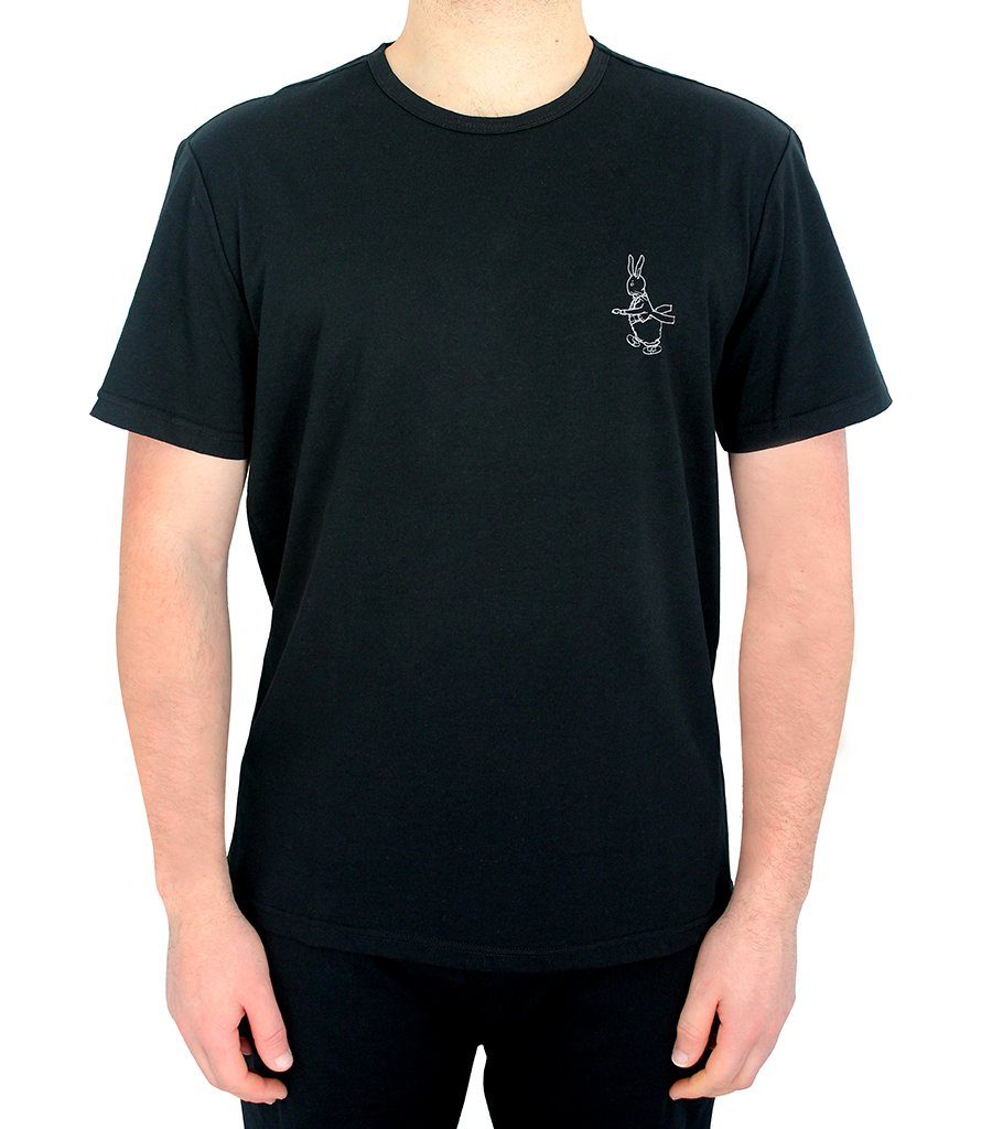 Mens Black Short Sleeve Cotton Jersey T-Shirt Young Spirit