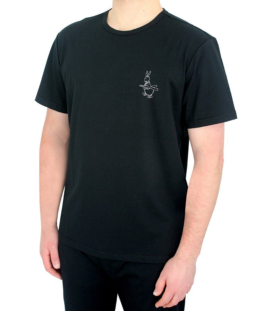 Mens Black Short Sleeve Cotton Jersey T-Shirt Young Spirit