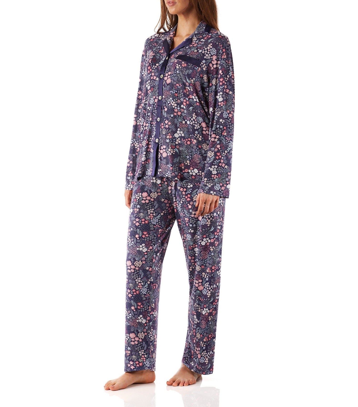 Women’s winter pyjama set | Mia Floral Viscose Elastane Pyjama Set | Magnolia Lounge Australia