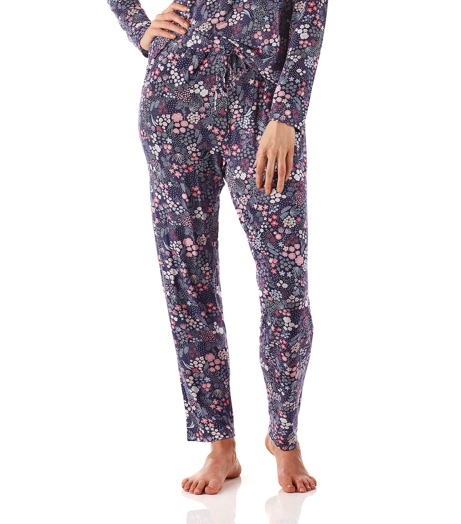 Mia Floral Viscose Elastane Tapered Pyjama Pant Magnolia Lounge