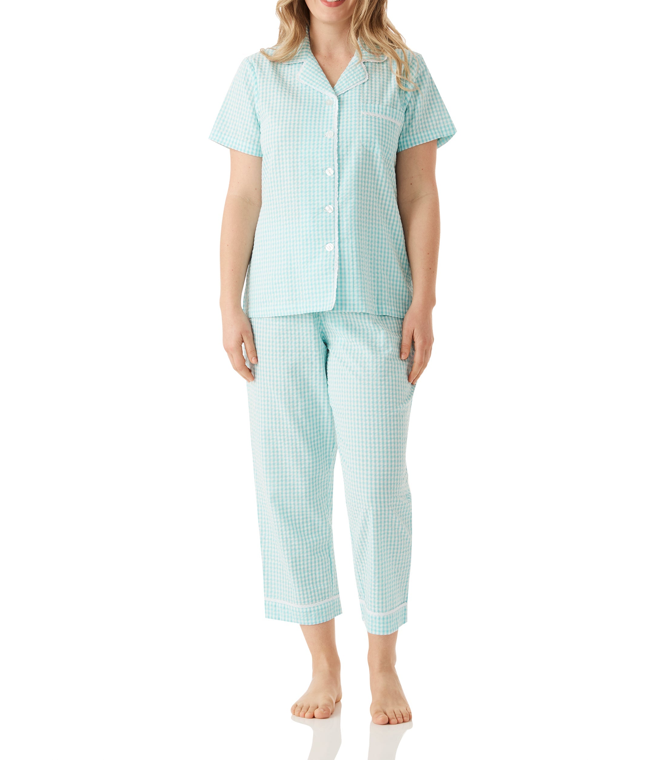 Mint Summer Country Pyjama Set with 7/8 Pant Magnolia Lounge