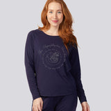Navy Cotton Blend Raglan Sleeve Stretch Tee - Alice In Wonderland Falling down the Rabbit Hole Young Spirit