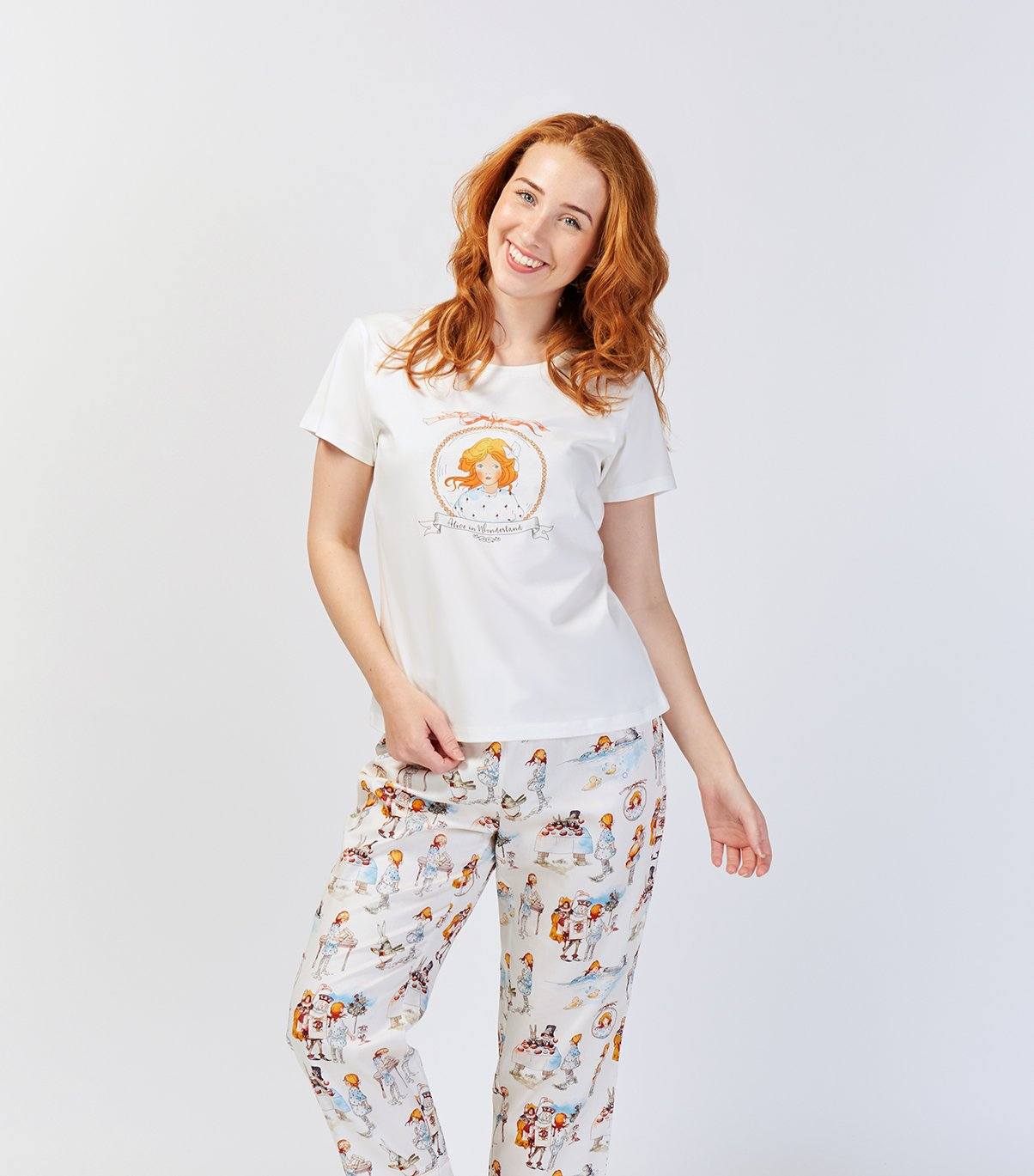 Alice in Wonderland Ladies Cotton Sateen Full Length Pyjama Pant Young Spirit