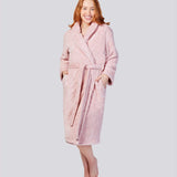 Pink Marle Shawl Collar Fleece Dressing Gown Magnolia Lounge