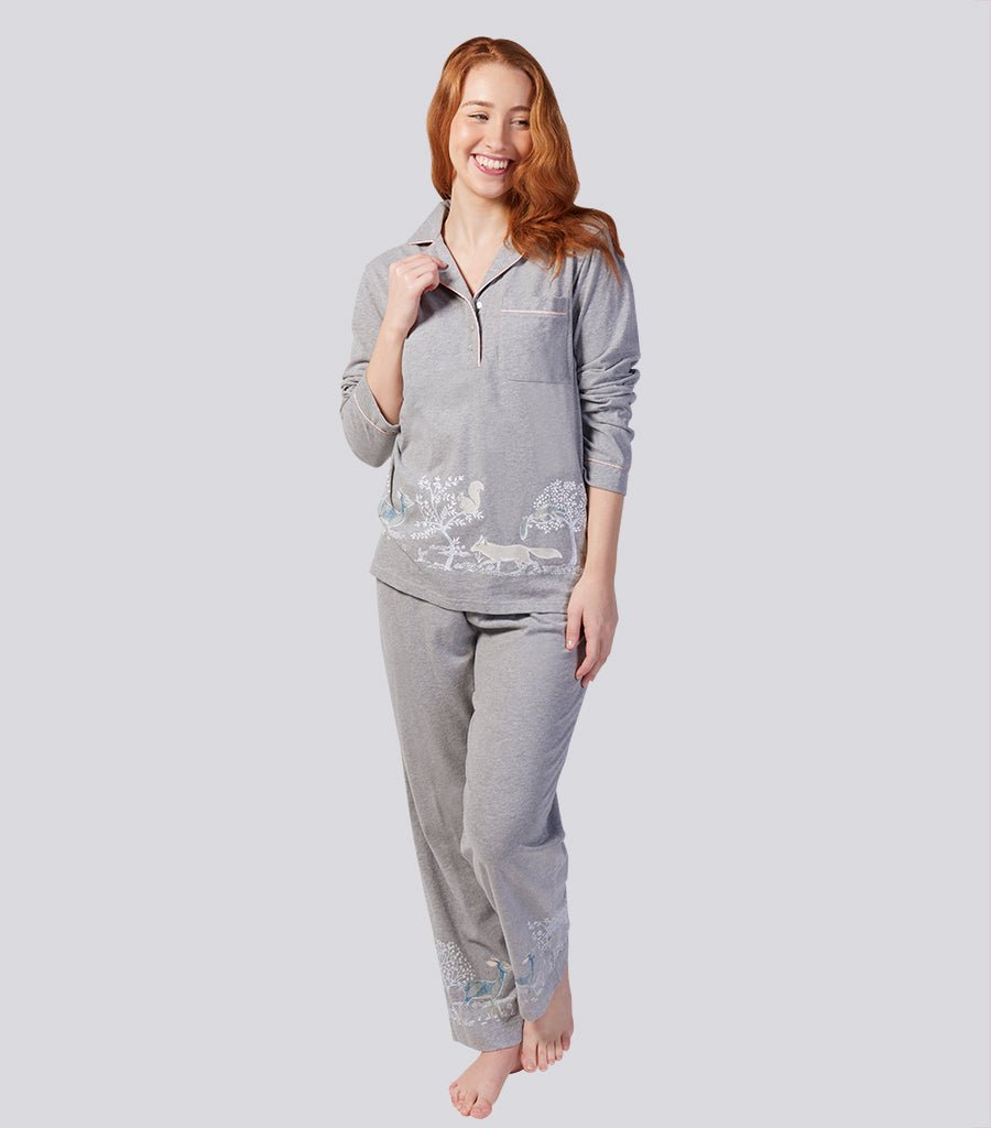 Womens winter pyjama set| Pure Soft Cotton Knit Pyjama Set - Into The Woods | Magnolia Lounge Australia