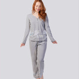Women's winter pyjama top | Pure Soft Cotton Long Sleeve Henley Pyjama Top - Into The Woods | Magnolia Lounge Australia