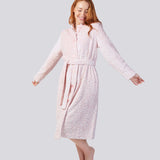 Rose Button Through Fleece Dressing Gown Magnolia Lounge