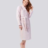 Rose Button Through Fleece Dressing Gown Magnolia Lounge