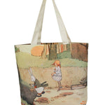 Alice In Wonderland Canvas Daily Tote Shopping Bag - Alice with Rabbit Young Spirit