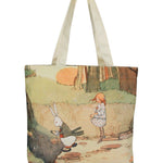 Alice In Wonderland Canvas Daily Tote Shopping Bag - Alice with Rabbit Young Spirit