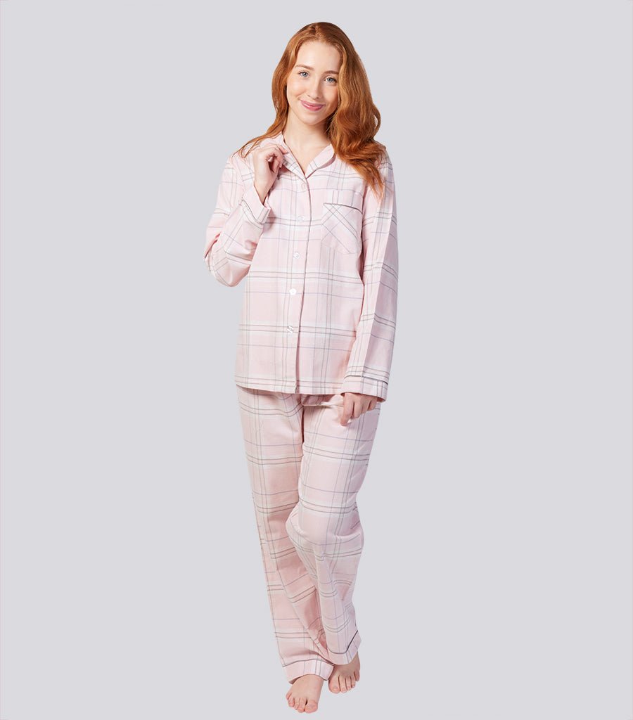 Yarn Dyed Premium Flannelette Cotton Pyjama Set - Winter's Bloom Magnolia Lounge