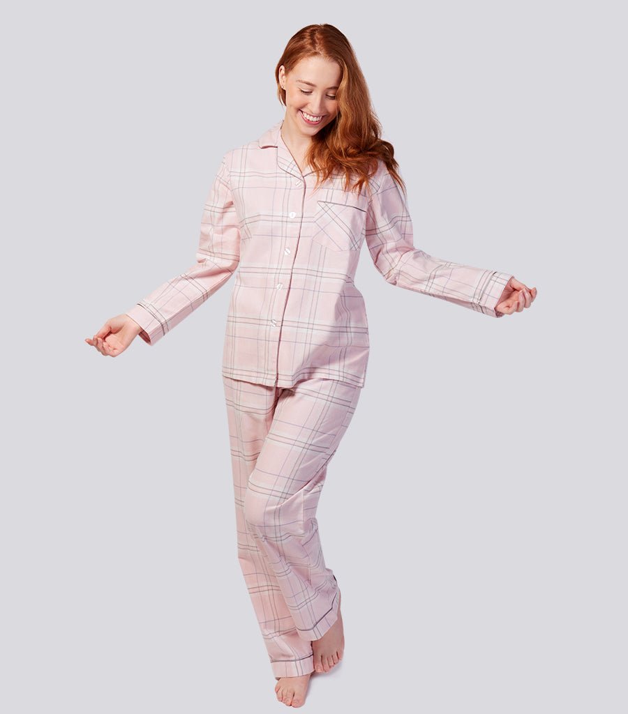 Yarn Dyed Premium Flannelette Cotton Pyjama Set - Winter's Bloom Magnolia Lounge