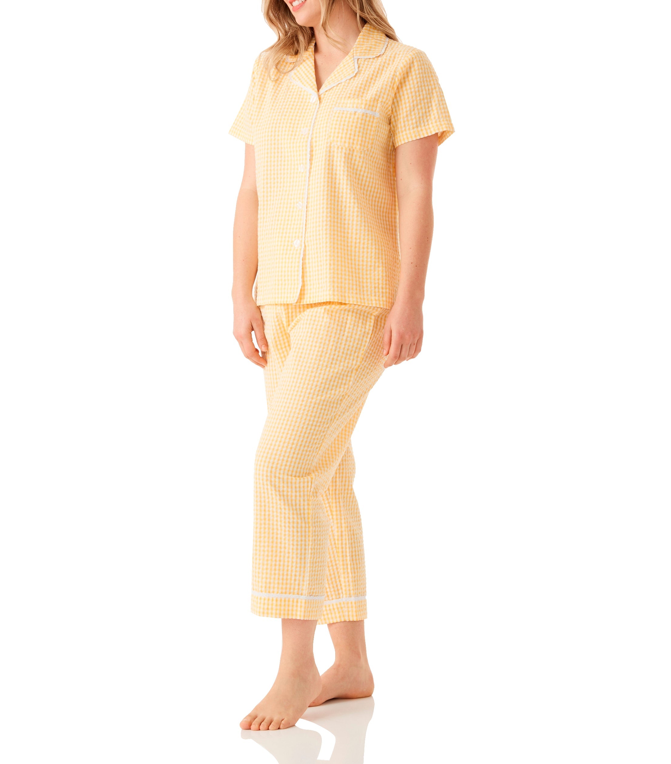 Yellow Summer Country Pyjama Set with 7/8 Pant Magnolia Lounge